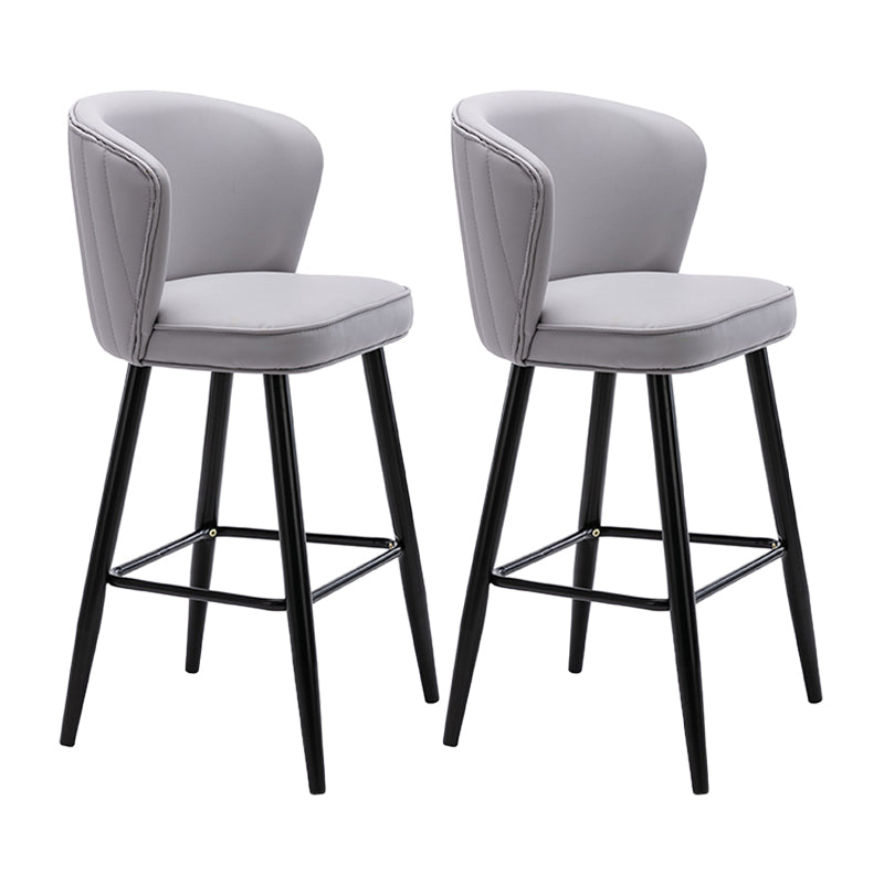 Contemporary Metal Upholstered Barstool Indoor Bar Stool with Iron Legs and Low Back Grey 2 Piece Set Counter Stool(26"H) Clearhalo 'Bar Furniture' 'Bar Stools' 'bar_stools' 'furn' 'furn_bar_stools' 'furniture_bar_stools' 'Kitchen & Dining Furniture' 'kitchen&dining_furn' 'kitchen' 'kitchen_furn' Furniture' 4251268