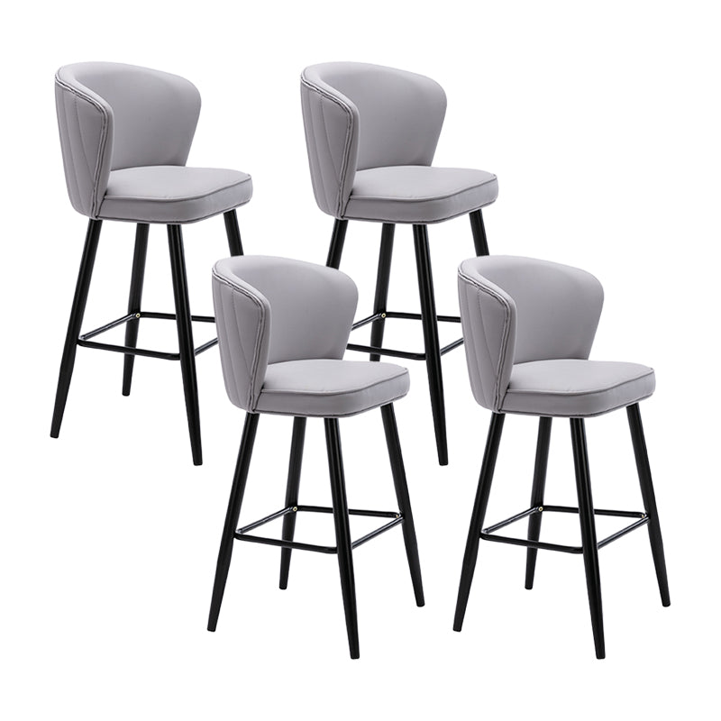 Contemporary Metal Upholstered Barstool Indoor Bar Stool with Iron Legs and Low Back Grey 4 Piece Set Counter Stool(26"H) Clearhalo 'Bar Furniture' 'Bar Stools' 'bar_stools' 'furn' 'furn_bar_stools' 'furniture_bar_stools' 'Kitchen & Dining Furniture' 'kitchen&dining_furn' 'kitchen' 'kitchen_furn' Furniture' 4251270