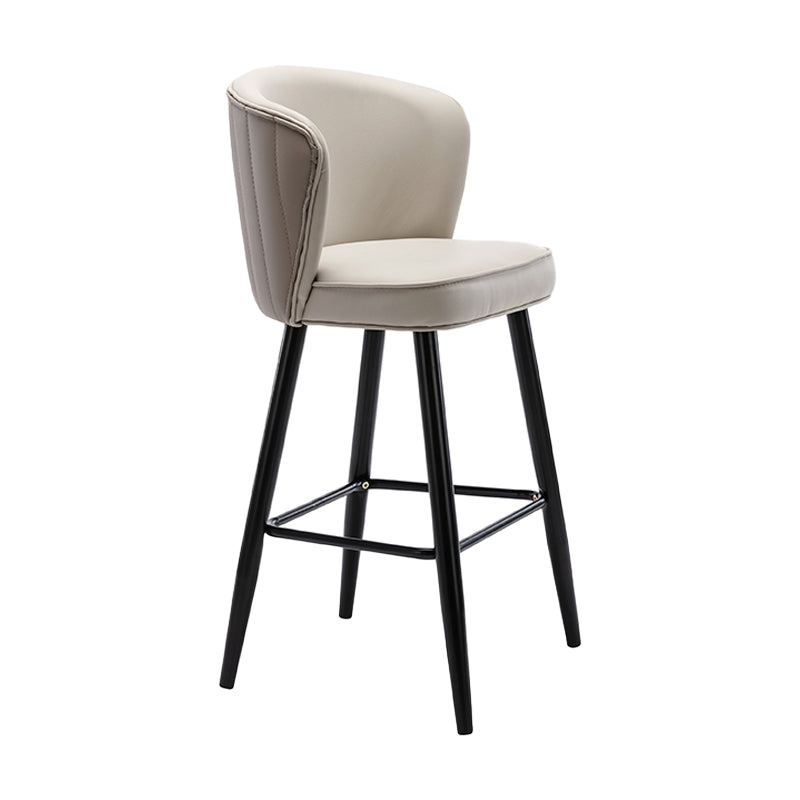 Contemporary Metal Upholstered Barstool Indoor Bar Stool with Iron Legs and Low Back White 1 Piece Counter Stool(26"H) Clearhalo 'Bar Furniture' 'Bar Stools' 'bar_stools' 'furn' 'furn_bar_stools' 'furniture_bar_stools' 'Kitchen & Dining Furniture' 'kitchen&dining_furn' 'kitchen' 'kitchen_furn' Furniture' 4251272