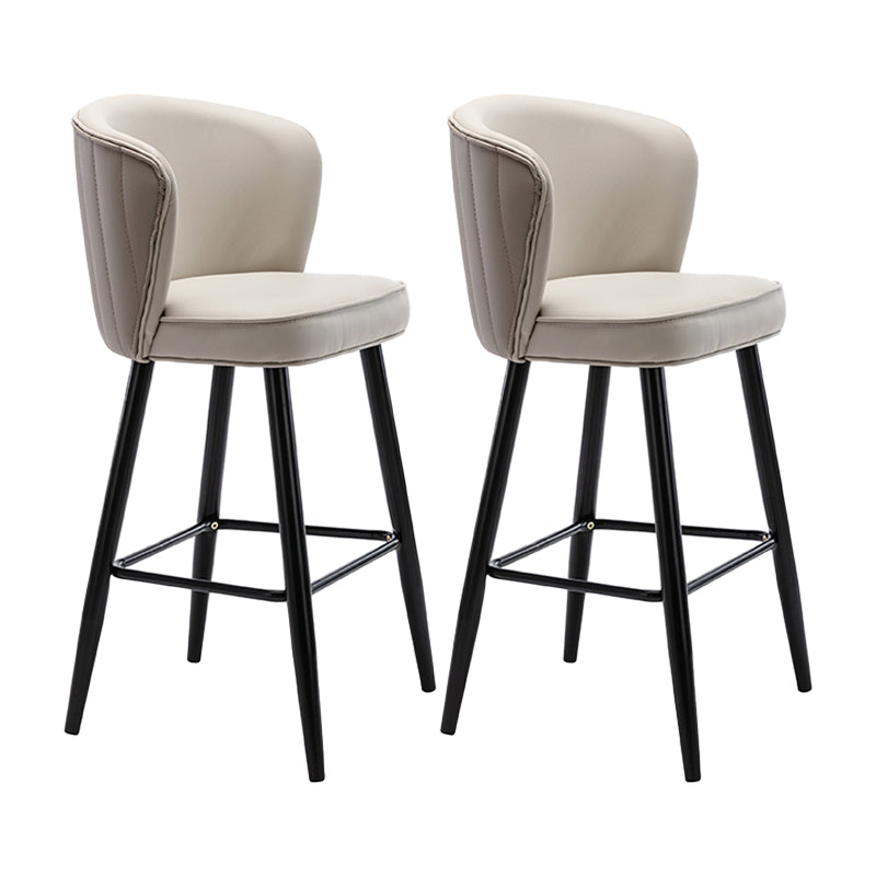 Contemporary Metal Upholstered Barstool Indoor Bar Stool with Iron Legs and Low Back White 2 Piece Set Counter Stool(26"H) Clearhalo 'Bar Furniture' 'Bar Stools' 'bar_stools' 'furn' 'furn_bar_stools' 'furniture_bar_stools' 'Kitchen & Dining Furniture' 'kitchen&dining_furn' 'kitchen' 'kitchen_furn' Furniture' 4251274