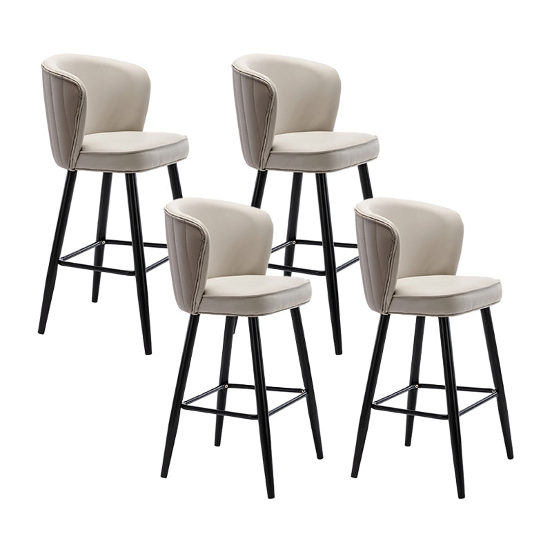 Contemporary Metal Upholstered Barstool Indoor Bar Stool with Iron Legs and Low Back White 4 Piece Set Counter Stool(26"H) Clearhalo 'Bar Furniture' 'Bar Stools' 'bar_stools' 'furn' 'furn_bar_stools' 'furniture_bar_stools' 'Kitchen & Dining Furniture' 'kitchen&dining_furn' 'kitchen' 'kitchen_furn' Furniture' 4251275