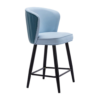 Contemporary Metal Upholstered Barstool Indoor Bar Stool with Iron Legs and Low Back Blue 1 Piece Short Stool(22"H) Clearhalo 'Bar Furniture' 'Bar Stools' 'bar_stools' 'furn' 'furn_bar_stools' 'furniture_bar_stools' 'Kitchen & Dining Furniture' 'kitchen&dining_furn' 'kitchen' 'kitchen_furn' Furniture' 4251277