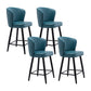 Contemporary Metal Upholstered Barstool Indoor Bar Stool with Iron Legs and Low Back Royal Blue 4 Piece Set Short Stool(22"H) Clearhalo 'Bar Furniture' 'Bar Stools' 'bar_stools' 'furn' 'furn_bar_stools' 'furniture_bar_stools' 'Kitchen & Dining Furniture' 'kitchen&dining_furn' 'kitchen' 'kitchen_furn' Furniture' 4251282