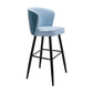 Contemporary Metal Upholstered Barstool Indoor Bar Stool with Iron Legs and Low Back Blue 1 Piece Bar Stool(30"H) Clearhalo 'Bar Furniture' 'Bar Stools' 'bar_stools' 'furn' 'furn_bar_stools' 'furniture_bar_stools' 'Kitchen & Dining Furniture' 'kitchen&dining_furn' 'kitchen' 'kitchen_furn' Furniture' 4251283