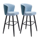 Contemporary Metal Upholstered Barstool Indoor Bar Stool with Iron Legs and Low Back Blue 2 Piece Set Bar Stool(30"H) Clearhalo 'Bar Furniture' 'Bar Stools' 'bar_stools' 'furn' 'furn_bar_stools' 'furniture_bar_stools' 'Kitchen & Dining Furniture' 'kitchen&dining_furn' 'kitchen' 'kitchen_furn' Furniture' 4251284