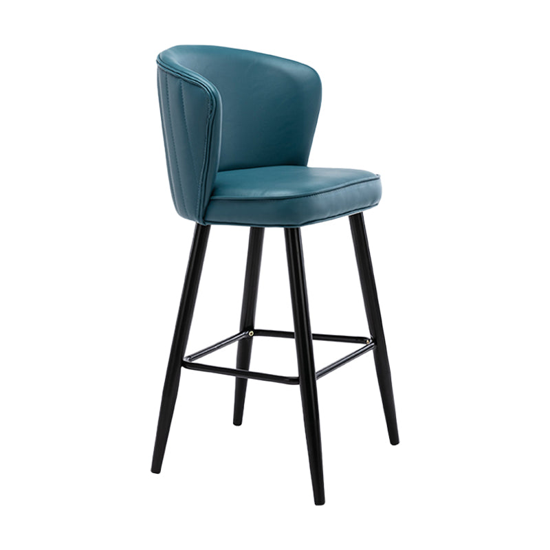 Contemporary Metal Upholstered Barstool Indoor Bar Stool with Iron Legs and Low Back Royal Blue 1 Piece Counter Stool(26"H) Clearhalo 'Bar Furniture' 'Bar Stools' 'bar_stools' 'furn' 'furn_bar_stools' 'furniture_bar_stools' 'Kitchen & Dining Furniture' 'kitchen&dining_furn' 'kitchen' 'kitchen_furn' Furniture' 4251286