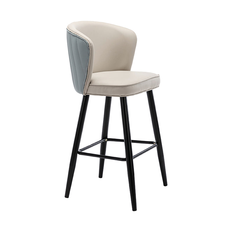 Contemporary Metal Upholstered Barstool Indoor Bar Stool with Iron Legs and Low Back Blue-White 1 Piece Counter Stool(26"H) Clearhalo 'Bar Furniture' 'Bar Stools' 'bar_stools' 'furn' 'furn_bar_stools' 'furniture_bar_stools' 'Kitchen & Dining Furniture' 'kitchen&dining_furn' 'kitchen' 'kitchen_furn' Furniture' 4251289