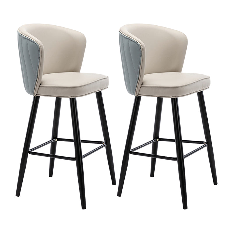 Contemporary Metal Upholstered Barstool Indoor Bar Stool with Iron Legs and Low Back Blue-White 2 Piece Set Counter Stool(26"H) Clearhalo 'Bar Furniture' 'Bar Stools' 'bar_stools' 'furn' 'furn_bar_stools' 'furniture_bar_stools' 'Kitchen & Dining Furniture' 'kitchen&dining_furn' 'kitchen' 'kitchen_furn' Furniture' 4251290