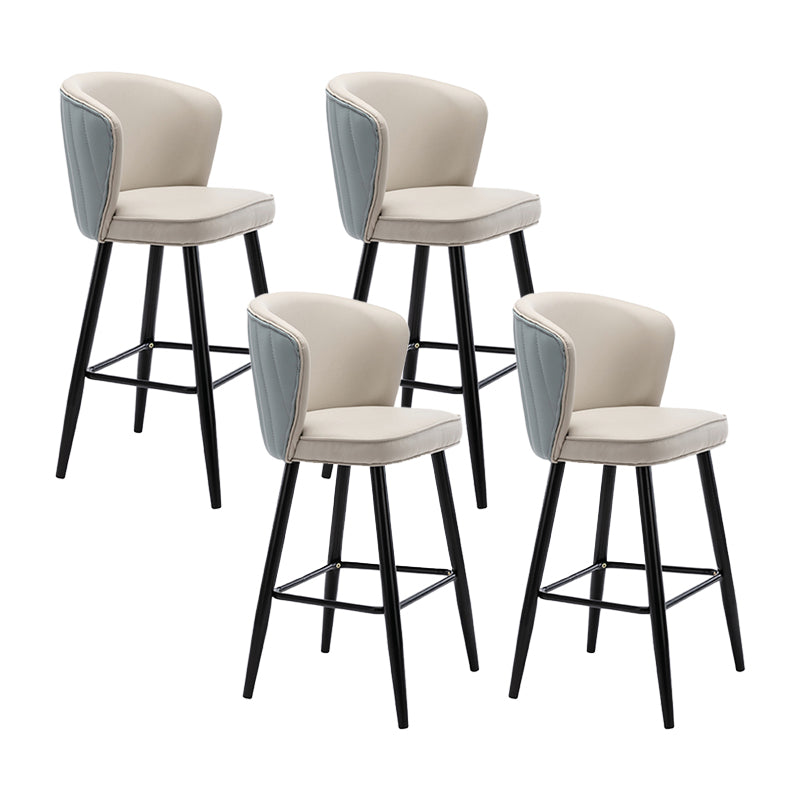 Contemporary Metal Upholstered Barstool Indoor Bar Stool with Iron Legs and Low Back Blue-White 4 Piece Set Counter Stool(26"H) Clearhalo 'Bar Furniture' 'Bar Stools' 'bar_stools' 'furn' 'furn_bar_stools' 'furniture_bar_stools' 'Kitchen & Dining Furniture' 'kitchen&dining_furn' 'kitchen' 'kitchen_furn' Furniture' 4251291