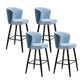 Contemporary Metal Upholstered Barstool Indoor Bar Stool with Iron Legs and Low Back Blue 4 Piece Set Counter Stool(26"H) Clearhalo 'Bar Furniture' 'Bar Stools' 'bar_stools' 'furn' 'furn_bar_stools' 'furniture_bar_stools' 'Kitchen & Dining Furniture' 'kitchen&dining_furn' 'kitchen' 'kitchen_furn' Furniture' 4251294