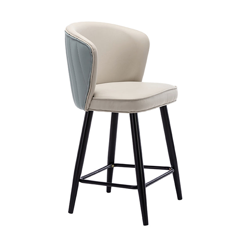 Contemporary Metal Upholstered Barstool Indoor Bar Stool with Iron Legs and Low Back Blue-White 1 Piece Short Stool(22"H) Clearhalo 'Bar Furniture' 'Bar Stools' 'bar_stools' 'furn' 'furn_bar_stools' 'furniture_bar_stools' 'Kitchen & Dining Furniture' 'kitchen&dining_furn' 'kitchen' 'kitchen_furn' Furniture' 4251295
