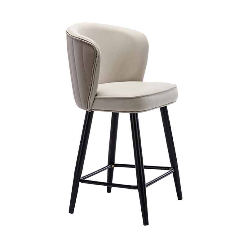 Contemporary Metal Upholstered Barstool Indoor Bar Stool with Iron Legs and Low Back White 1 Piece Short Stool(22"H) Clearhalo 'Bar Furniture' 'Bar Stools' 'bar_stools' 'furn' 'furn_bar_stools' 'furniture_bar_stools' 'Kitchen & Dining Furniture' 'kitchen&dining_furn' 'kitchen' 'kitchen_furn' Furniture' 4251298