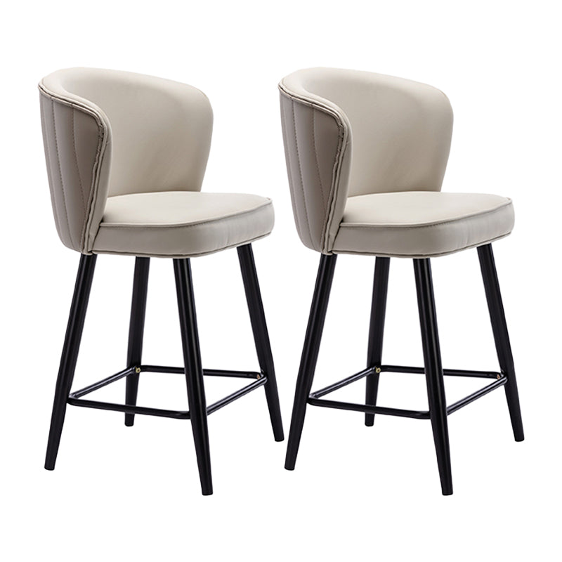 Contemporary Metal Upholstered Barstool Indoor Bar Stool with Iron Legs and Low Back White 2 Piece Set Short Stool(22"H) Clearhalo 'Bar Furniture' 'Bar Stools' 'bar_stools' 'furn' 'furn_bar_stools' 'furniture_bar_stools' 'Kitchen & Dining Furniture' 'kitchen&dining_furn' 'kitchen' 'kitchen_furn' Furniture' 4251299