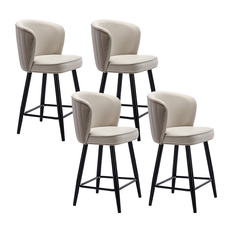 Contemporary Metal Upholstered Barstool Indoor Bar Stool with Iron Legs and Low Back White 4 Piece Set Short Stool(22"H) Clearhalo 'Bar Furniture' 'Bar Stools' 'bar_stools' 'furn' 'furn_bar_stools' 'furniture_bar_stools' 'Kitchen & Dining Furniture' 'kitchen&dining_furn' 'kitchen' 'kitchen_furn' Furniture' 4251300