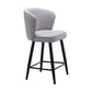 Contemporary Metal Upholstered Barstool Indoor Bar Stool with Iron Legs and Low Back Grey 1 Piece Short Stool(22"H) Clearhalo 'Bar Furniture' 'Bar Stools' 'bar_stools' 'furn' 'furn_bar_stools' 'furniture_bar_stools' 'Kitchen & Dining Furniture' 'kitchen&dining_furn' 'kitchen' 'kitchen_furn' Furniture' 4251301