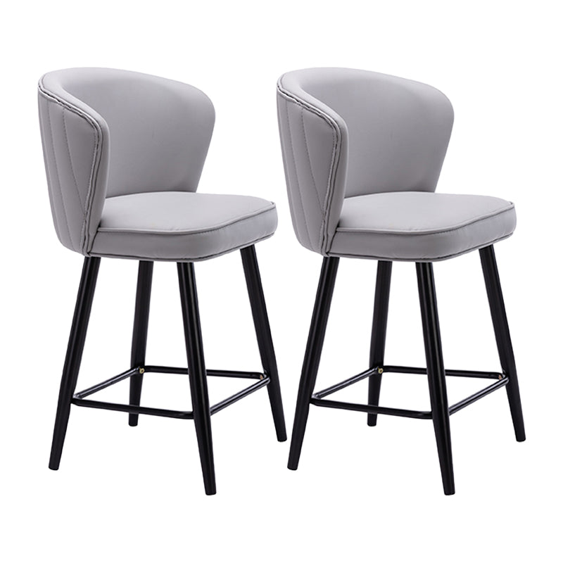 Contemporary Metal Upholstered Barstool Indoor Bar Stool with Iron Legs and Low Back Grey 2 Piece Set Short Stool(22"H) Clearhalo 'Bar Furniture' 'Bar Stools' 'bar_stools' 'furn' 'furn_bar_stools' 'furniture_bar_stools' 'Kitchen & Dining Furniture' 'kitchen&dining_furn' 'kitchen' 'kitchen_furn' Furniture' 4251302