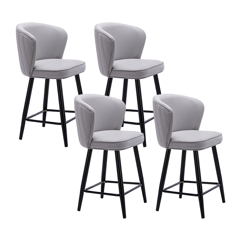 Contemporary Metal Upholstered Barstool Indoor Bar Stool with Iron Legs and Low Back Grey 4 Piece Set Short Stool(22"H) Clearhalo 'Bar Furniture' 'Bar Stools' 'bar_stools' 'furn' 'furn_bar_stools' 'furniture_bar_stools' 'Kitchen & Dining Furniture' 'kitchen&dining_furn' 'kitchen' 'kitchen_furn' Furniture' 4251303