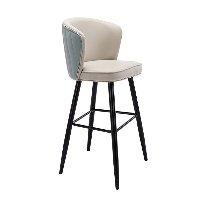 Contemporary Metal Upholstered Barstool Indoor Bar Stool with Iron Legs and Low Back Blue-White 1 Piece Bar Stool(30"H) Clearhalo 'Bar Furniture' 'Bar Stools' 'bar_stools' 'furn' 'furn_bar_stools' 'furniture_bar_stools' 'Kitchen & Dining Furniture' 'kitchen&dining_furn' 'kitchen' 'kitchen_furn' Furniture' 4251304