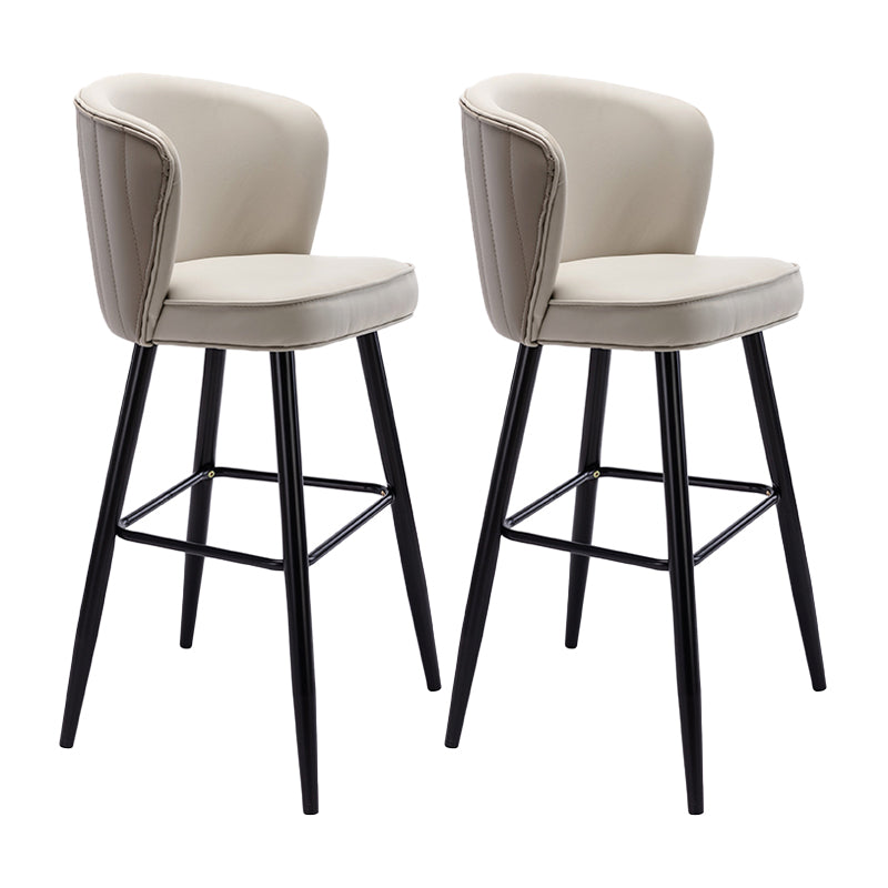 Contemporary Metal Upholstered Barstool Indoor Bar Stool with Iron Legs and Low Back White 2 Piece Set Bar Stool(30"H) Clearhalo 'Bar Furniture' 'Bar Stools' 'bar_stools' 'furn' 'furn_bar_stools' 'furniture_bar_stools' 'Kitchen & Dining Furniture' 'kitchen&dining_furn' 'kitchen' 'kitchen_furn' Furniture' 4251308