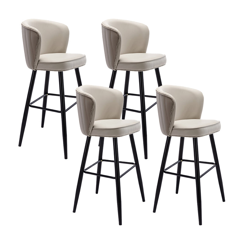 Contemporary Metal Upholstered Barstool Indoor Bar Stool with Iron Legs and Low Back White 4 Piece Set Bar Stool(30"H) Clearhalo 'Bar Furniture' 'Bar Stools' 'bar_stools' 'furn' 'furn_bar_stools' 'furniture_bar_stools' 'Kitchen & Dining Furniture' 'kitchen&dining_furn' 'kitchen' 'kitchen_furn' Furniture' 4251309