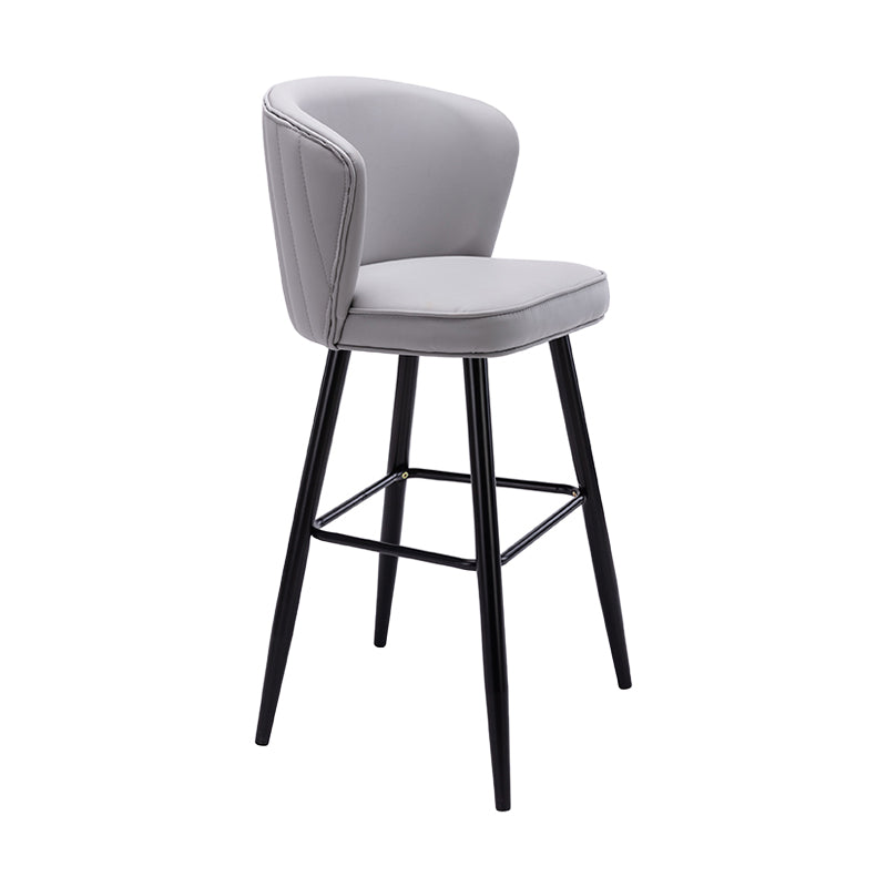 Contemporary Metal Upholstered Barstool Indoor Bar Stool with Iron Legs and Low Back Grey 1 Piece Bar Stool(30"H) Clearhalo 'Bar Furniture' 'Bar Stools' 'bar_stools' 'furn' 'furn_bar_stools' 'furniture_bar_stools' 'Kitchen & Dining Furniture' 'kitchen&dining_furn' 'kitchen' 'kitchen_furn' Furniture' 4251310