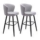 Contemporary Metal Upholstered Barstool Indoor Bar Stool with Iron Legs and Low Back Grey 2 Piece Set Bar Stool(30"H) Clearhalo 'Bar Furniture' 'Bar Stools' 'bar_stools' 'furn' 'furn_bar_stools' 'furniture_bar_stools' 'Kitchen & Dining Furniture' 'kitchen&dining_furn' 'kitchen' 'kitchen_furn' Furniture' 4251311