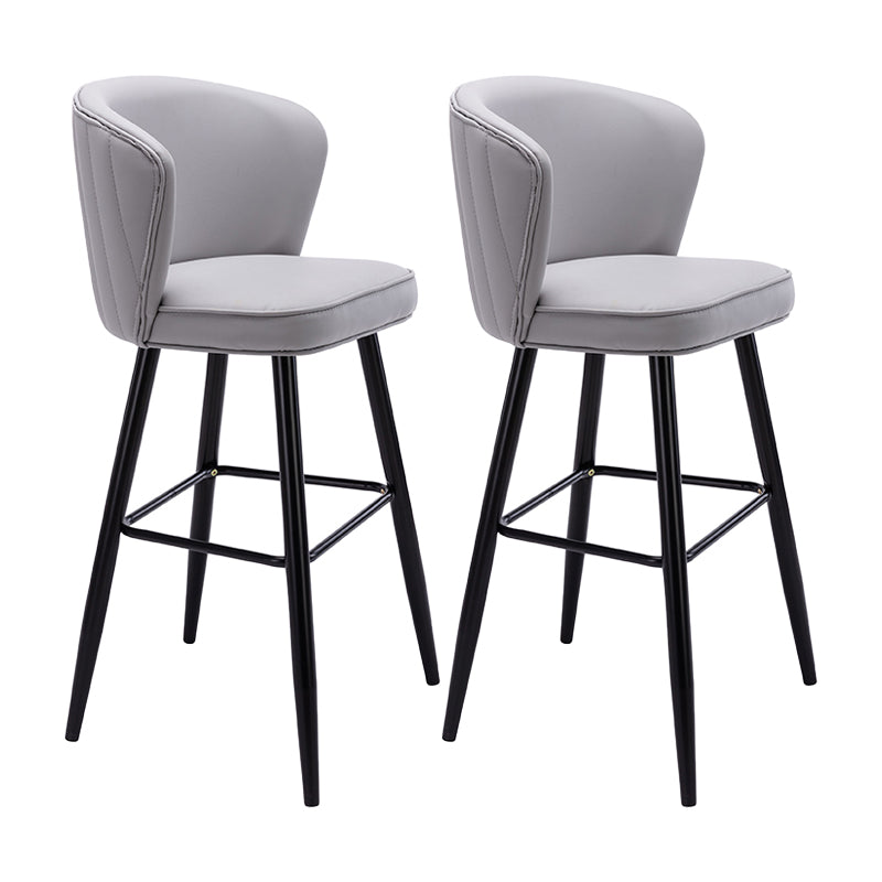 Contemporary Metal Upholstered Barstool Indoor Bar Stool with Iron Legs and Low Back Grey 2 Piece Set Bar Stool(30"H) Clearhalo 'Bar Furniture' 'Bar Stools' 'bar_stools' 'furn' 'furn_bar_stools' 'furniture_bar_stools' 'Kitchen & Dining Furniture' 'kitchen&dining_furn' 'kitchen' 'kitchen_furn' Furniture' 4251311