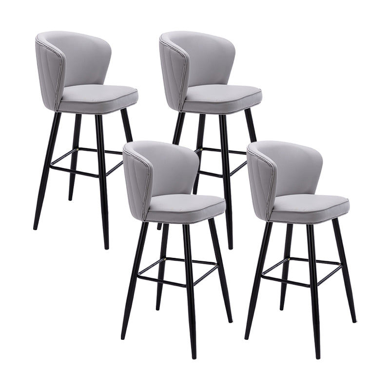 Contemporary Metal Upholstered Barstool Indoor Bar Stool with Iron Legs and Low Back Grey 4 Piece Set Bar Stool(30"H) Clearhalo 'Bar Furniture' 'Bar Stools' 'bar_stools' 'furn' 'furn_bar_stools' 'furniture_bar_stools' 'Kitchen & Dining Furniture' 'kitchen&dining_furn' 'kitchen' 'kitchen_furn' Furniture' 4251312