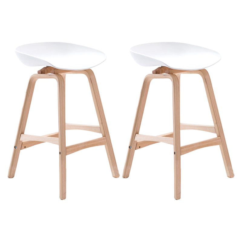Modern Backless Barstool Indoor Wood Bar Stool with Acrylic Seat White 2 Piece Set Counter Stool(26"H) Clearhalo 'Bar Furniture' 'Bar Stools' 'bar_stools' 'furn' 'furn_bar_stools' 'furniture_bar_stools' 'Kitchen & Dining Furniture' 'kitchen&dining_furn' 'kitchen' 'kitchen_furn' Furniture' 4251327