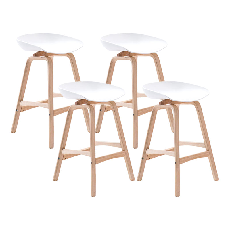 Modern Backless Barstool Indoor Wood Bar Stool with Acrylic Seat White 4 Piece Set Counter Stool(26"H) Clearhalo 'Bar Furniture' 'Bar Stools' 'bar_stools' 'furn' 'furn_bar_stools' 'furniture_bar_stools' 'Kitchen & Dining Furniture' 'kitchen&dining_furn' 'kitchen' 'kitchen_furn' Furniture' 4251329