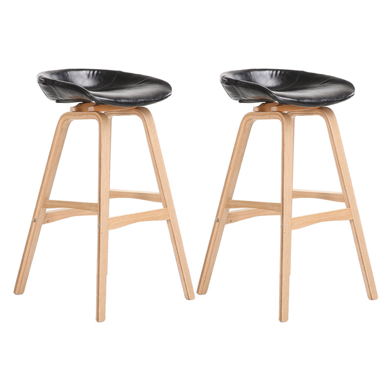 Modern Backless Barstool Indoor Wood Bar Stool with Acrylic Seat Matte Black 2 Piece Set Bar Stool(30"H) Clearhalo 'Bar Furniture' 'Bar Stools' 'bar_stools' 'furn' 'furn_bar_stools' 'furniture_bar_stools' 'Kitchen & Dining Furniture' 'kitchen&dining_furn' 'kitchen' 'kitchen_furn' Furniture' 4251333