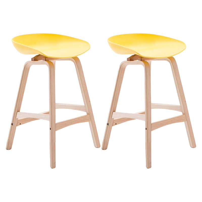Modern Backless Barstool Indoor Wood Bar Stool with Acrylic Seat Yellow 2 Piece Set Counter Stool(26"H) Clearhalo 'Bar Furniture' 'Bar Stools' 'bar_stools' 'furn' 'furn_bar_stools' 'furniture_bar_stools' 'Kitchen & Dining Furniture' 'kitchen&dining_furn' 'kitchen' 'kitchen_furn' Furniture' 4251337