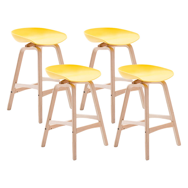 Modern Backless Barstool Indoor Wood Bar Stool with Acrylic Seat Yellow 4 Piece Set Counter Stool(26"H) Clearhalo 'Bar Furniture' 'Bar Stools' 'bar_stools' 'furn' 'furn_bar_stools' 'furniture_bar_stools' 'Kitchen & Dining Furniture' 'kitchen&dining_furn' 'kitchen' 'kitchen_furn' Furniture' 4251338