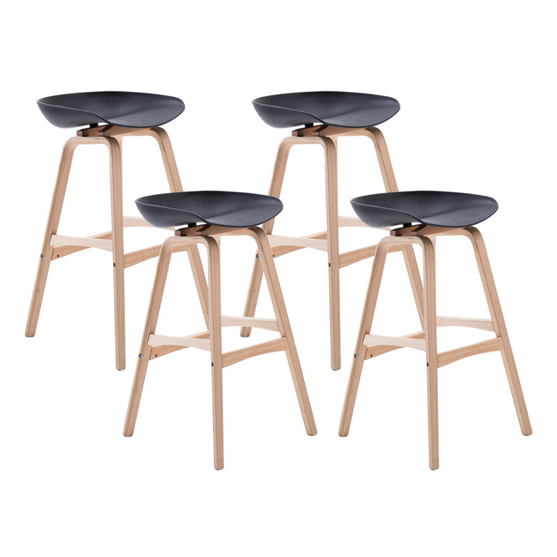 Modern Backless Barstool Indoor Wood Bar Stool with Acrylic Seat Black 4 Piece Set Bar Stool(30"H) Clearhalo 'Bar Furniture' 'Bar Stools' 'bar_stools' 'furn' 'furn_bar_stools' 'furniture_bar_stools' 'Kitchen & Dining Furniture' 'kitchen&dining_furn' 'kitchen' 'kitchen_furn' Furniture' 4251341
