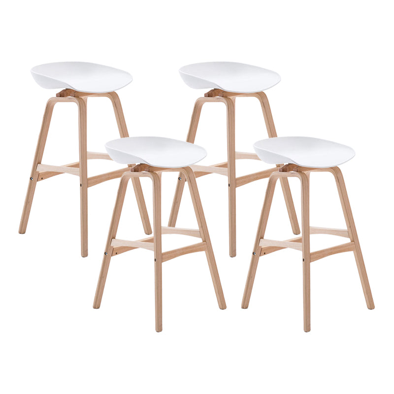 Modern Backless Barstool Indoor Wood Bar Stool with Acrylic Seat White 4 Piece Set Bar Stool(30"H) Clearhalo 'Bar Furniture' 'Bar Stools' 'bar_stools' 'furn' 'furn_bar_stools' 'furniture_bar_stools' 'Kitchen & Dining Furniture' 'kitchen&dining_furn' 'kitchen' 'kitchen_furn' Furniture' 4251344