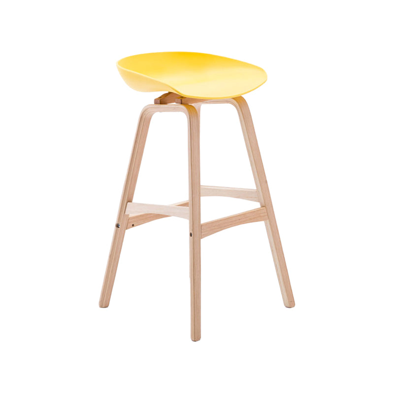 Modern Backless Barstool Indoor Wood Bar Stool with Acrylic Seat Yellow 1 Piece Bar Stool(30"H) Clearhalo 'Bar Furniture' 'Bar Stools' 'bar_stools' 'furn' 'furn_bar_stools' 'furniture_bar_stools' 'Kitchen & Dining Furniture' 'kitchen&dining_furn' 'kitchen' 'kitchen_furn' Furniture' 4251348