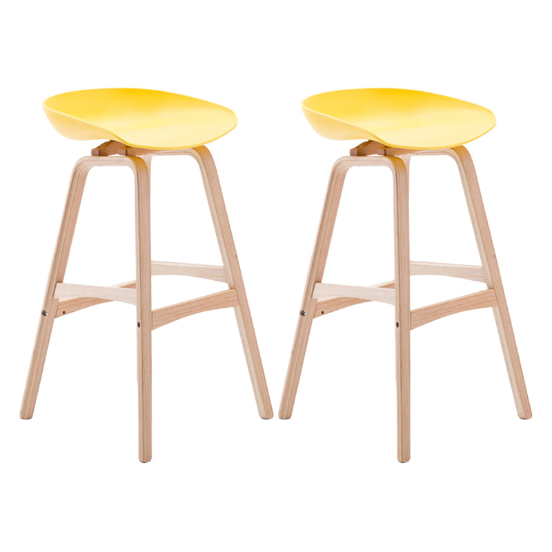 Modern Backless Barstool Indoor Wood Bar Stool with Acrylic Seat Yellow 2 Piece Set Bar Stool(30"H) Clearhalo 'Bar Furniture' 'Bar Stools' 'bar_stools' 'furn' 'furn_bar_stools' 'furniture_bar_stools' 'Kitchen & Dining Furniture' 'kitchen&dining_furn' 'kitchen' 'kitchen_furn' Furniture' 4251349
