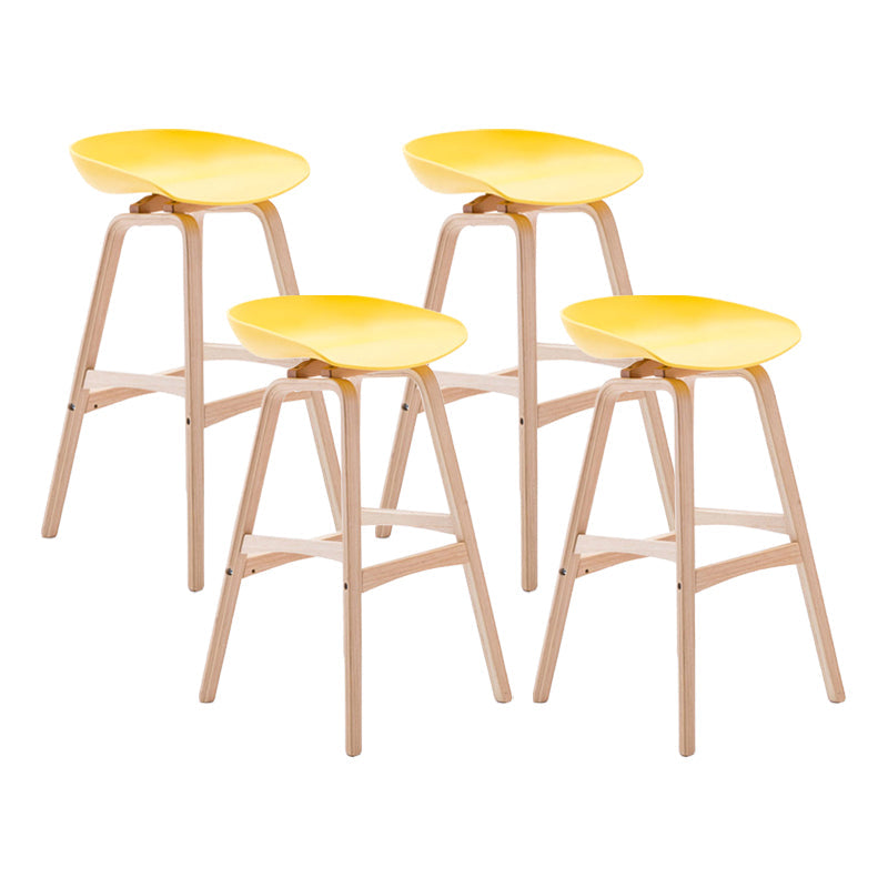 Modern Backless Barstool Indoor Wood Bar Stool with Acrylic Seat Yellow 4 Piece Set Bar Stool(30"H) Clearhalo 'Bar Furniture' 'Bar Stools' 'bar_stools' 'furn' 'furn_bar_stools' 'furniture_bar_stools' 'Kitchen & Dining Furniture' 'kitchen&dining_furn' 'kitchen' 'kitchen_furn' Furniture' 4251350