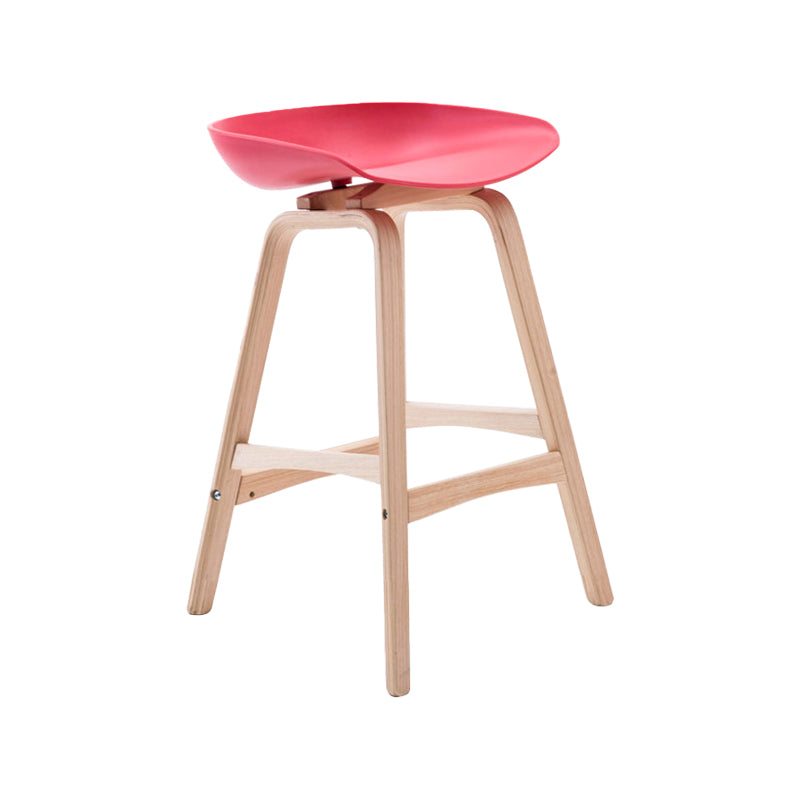 Modern Backless Barstool Indoor Wood Bar Stool with Acrylic Seat Red 1 Piece Counter Stool(26"H) Clearhalo 'Bar Furniture' 'Bar Stools' 'bar_stools' 'furn' 'furn_bar_stools' 'furniture_bar_stools' 'Kitchen & Dining Furniture' 'kitchen&dining_furn' 'kitchen' 'kitchen_furn' Furniture' 4251351