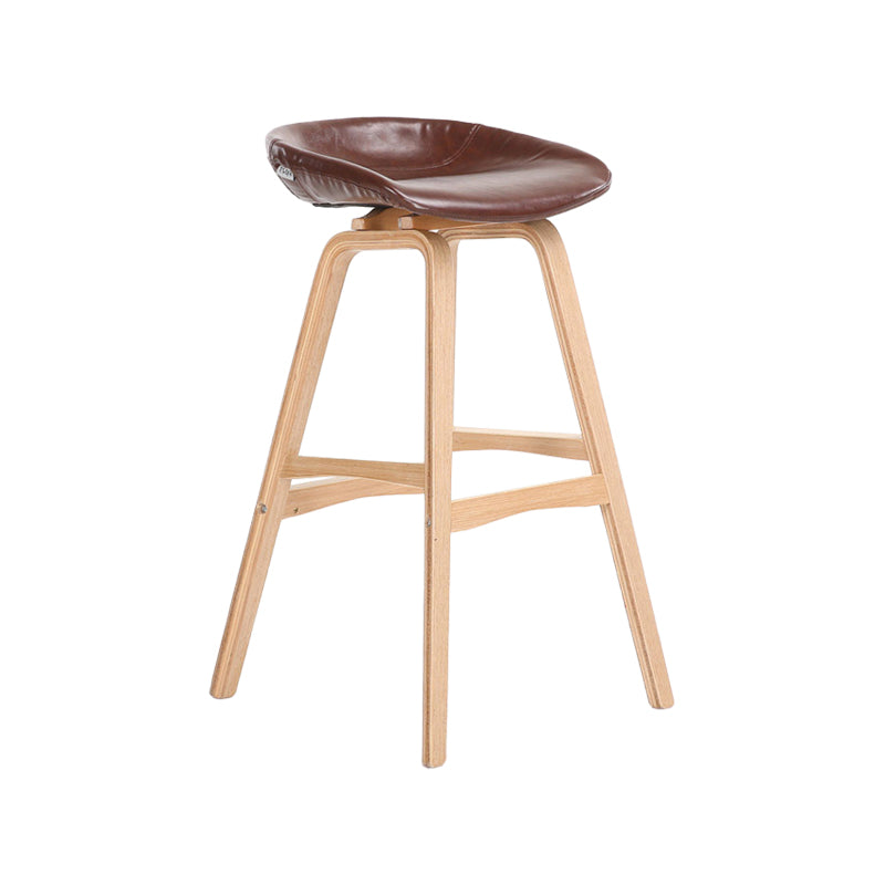 Modern Backless Barstool Indoor Wood Bar Stool with Acrylic Seat Brown 1 Piece Bar Stool(30"H) Clearhalo 'Bar Furniture' 'Bar Stools' 'bar_stools' 'furn' 'furn_bar_stools' 'furniture_bar_stools' 'Kitchen & Dining Furniture' 'kitchen&dining_furn' 'kitchen' 'kitchen_furn' Furniture' 4251354