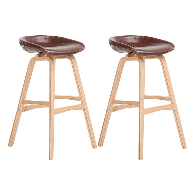 Modern Backless Barstool Indoor Wood Bar Stool with Acrylic Seat Brown 2 Piece Set Bar Stool(30"H) Clearhalo 'Bar Furniture' 'Bar Stools' 'bar_stools' 'furn' 'furn_bar_stools' 'furniture_bar_stools' 'Kitchen & Dining Furniture' 'kitchen&dining_furn' 'kitchen' 'kitchen_furn' Furniture' 4251355