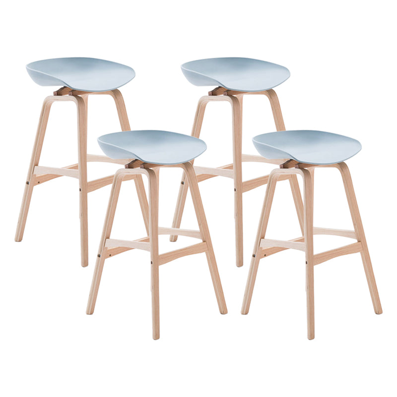 Modern Backless Barstool Indoor Wood Bar Stool with Acrylic Seat Silver Gray 4 Piece Set Bar Stool(30"H) Clearhalo 'Bar Furniture' 'Bar Stools' 'bar_stools' 'furn' 'furn_bar_stools' 'furniture_bar_stools' 'Kitchen & Dining Furniture' 'kitchen&dining_furn' 'kitchen' 'kitchen_furn' Furniture' 4251358