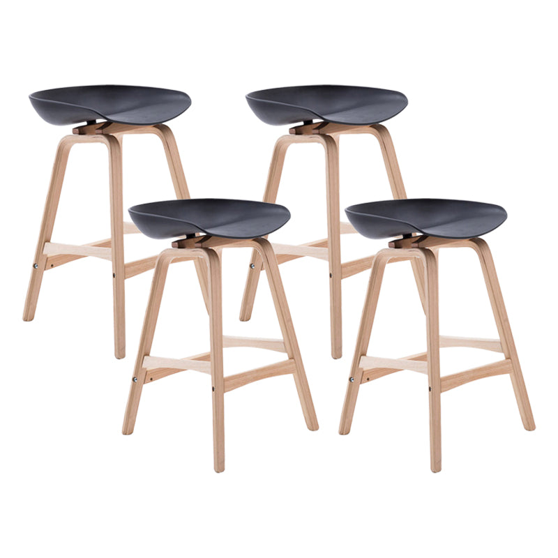 Modern Backless Barstool Indoor Wood Bar Stool with Acrylic Seat Black 4 Piece Set Counter Stool(26"H) Clearhalo 'Bar Furniture' 'Bar Stools' 'bar_stools' 'furn' 'furn_bar_stools' 'furniture_bar_stools' 'Kitchen & Dining Furniture' 'kitchen&dining_furn' 'kitchen' 'kitchen_furn' Furniture' 4251361