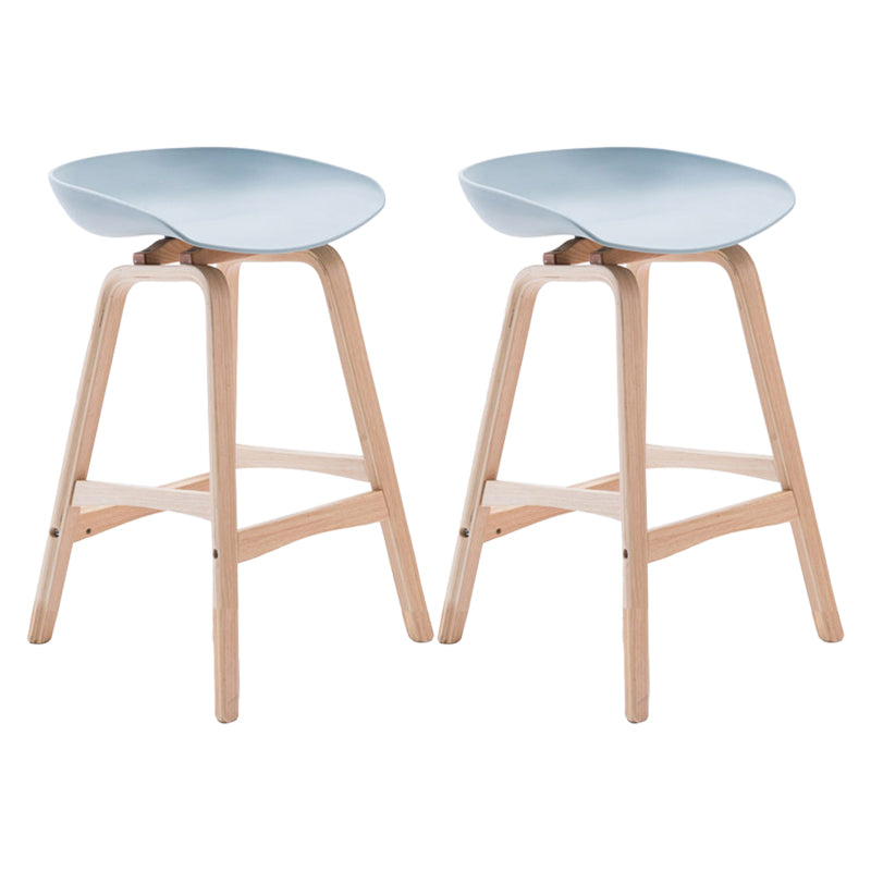 Modern Backless Barstool Indoor Wood Bar Stool with Acrylic Seat Silver Gray 2 Piece Set Counter Stool(26"H) Clearhalo 'Bar Furniture' 'Bar Stools' 'bar_stools' 'furn' 'furn_bar_stools' 'furniture_bar_stools' 'Kitchen & Dining Furniture' 'kitchen&dining_furn' 'kitchen' 'kitchen_furn' Furniture' 4251363