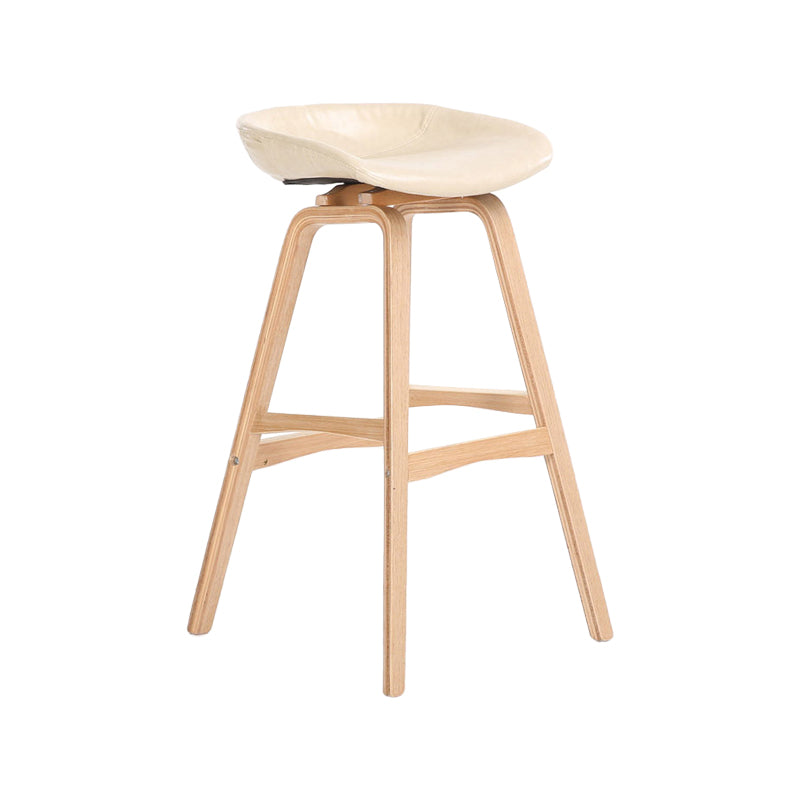 Modern Backless Barstool Indoor Wood Bar Stool with Acrylic Seat Off-White 1 Piece Bar Stool(30"H) Clearhalo 'Bar Furniture' 'Bar Stools' 'bar_stools' 'furn' 'furn_bar_stools' 'furniture_bar_stools' 'Kitchen & Dining Furniture' 'kitchen&dining_furn' 'kitchen' 'kitchen_furn' Furniture' 4251368