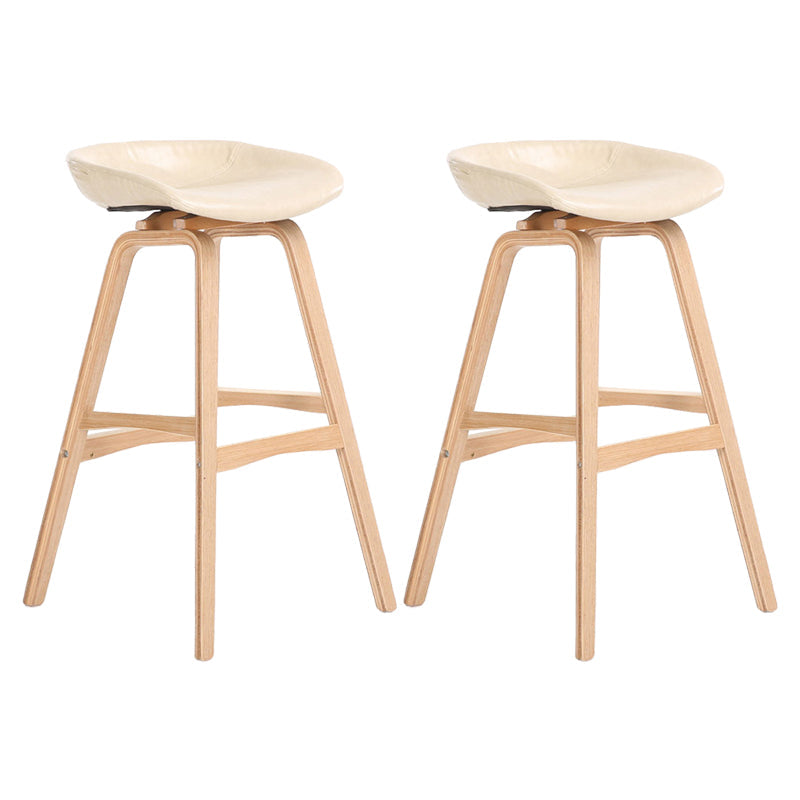 Modern Backless Barstool Indoor Wood Bar Stool with Acrylic Seat Off-White 2 Piece Set Bar Stool(30"H) Clearhalo 'Bar Furniture' 'Bar Stools' 'bar_stools' 'furn' 'furn_bar_stools' 'furniture_bar_stools' 'Kitchen & Dining Furniture' 'kitchen&dining_furn' 'kitchen' 'kitchen_furn' Furniture' 4251369