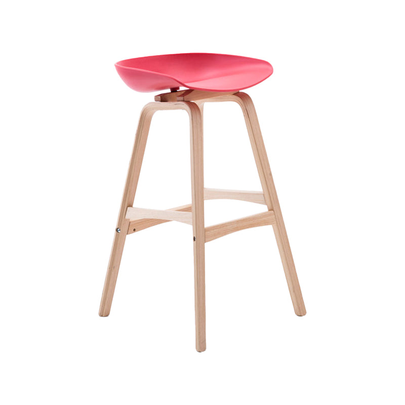 Modern Backless Barstool Indoor Wood Bar Stool with Acrylic Seat Red 1 Piece Bar Stool(30"H) Clearhalo 'Bar Furniture' 'Bar Stools' 'bar_stools' 'furn' 'furn_bar_stools' 'furniture_bar_stools' 'Kitchen & Dining Furniture' 'kitchen&dining_furn' 'kitchen' 'kitchen_furn' Furniture' 4251370