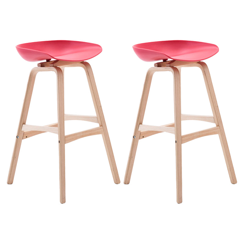 Modern Backless Barstool Indoor Wood Bar Stool with Acrylic Seat Red 2 Piece Set Bar Stool(30"H) Clearhalo 'Bar Furniture' 'Bar Stools' 'bar_stools' 'furn' 'furn_bar_stools' 'furniture_bar_stools' 'Kitchen & Dining Furniture' 'kitchen&dining_furn' 'kitchen' 'kitchen_furn' Furniture' 4251371