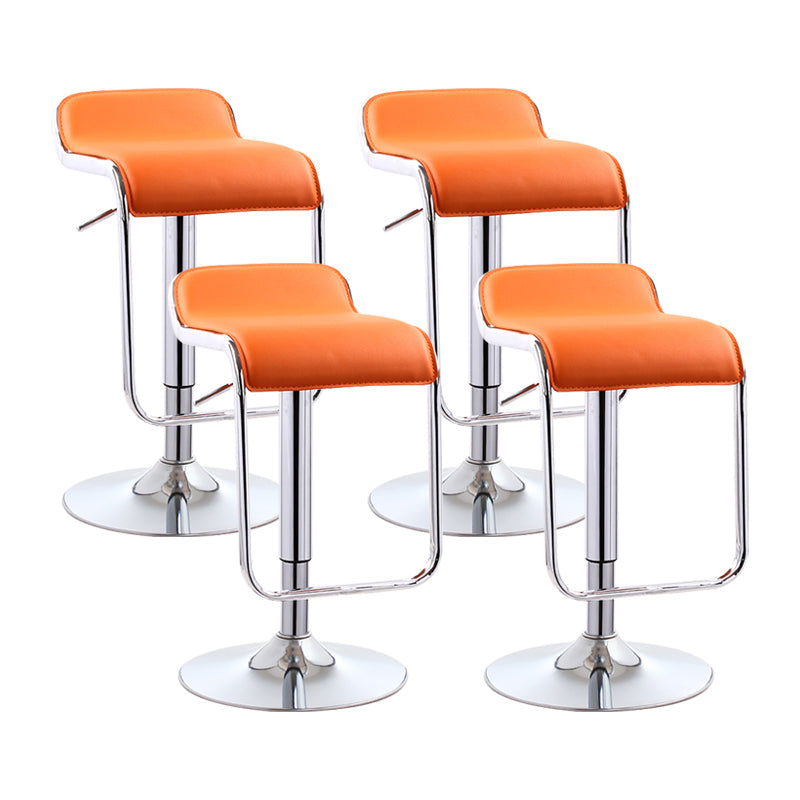 Modern Rectangular Bar Stool Footrest Indoor Adjustable Metal Counter Chair Orange 4 Piece Set Clearhalo 'Bar Furniture' 'Bar Stools' 'bar_stools' 'furn' 'furn_bar_stools' 'furniture_bar_stools' 'Kitchen & Dining Furniture' 'kitchen&dining_furn' 'kitchen' 'kitchen_furn' Furniture' 4252524