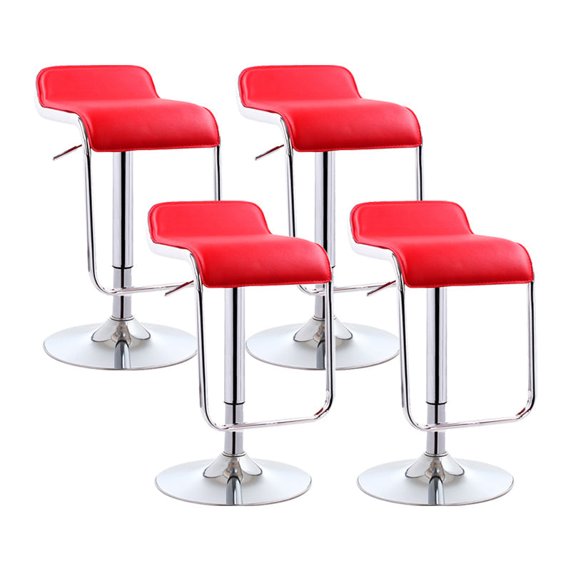 Modern Rectangular Bar Stool Footrest Indoor Adjustable Metal Counter Chair Red 4 Piece Set Clearhalo 'Bar Furniture' 'Bar Stools' 'bar_stools' 'furn' 'furn_bar_stools' 'furniture_bar_stools' 'Kitchen & Dining Furniture' 'kitchen&dining_furn' 'kitchen' 'kitchen_furn' Furniture' 4252530